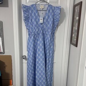 Sail to Sable Blue and White Maxi Dress